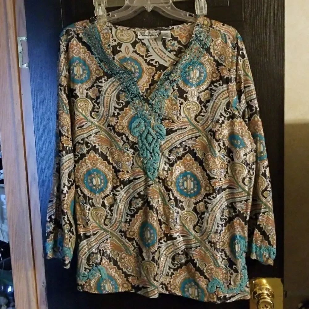 New Directions turquoise tunic Top